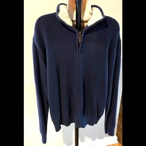 Men’s Field and Stream Lined Collar Quarter Zip All Cotton Sz M